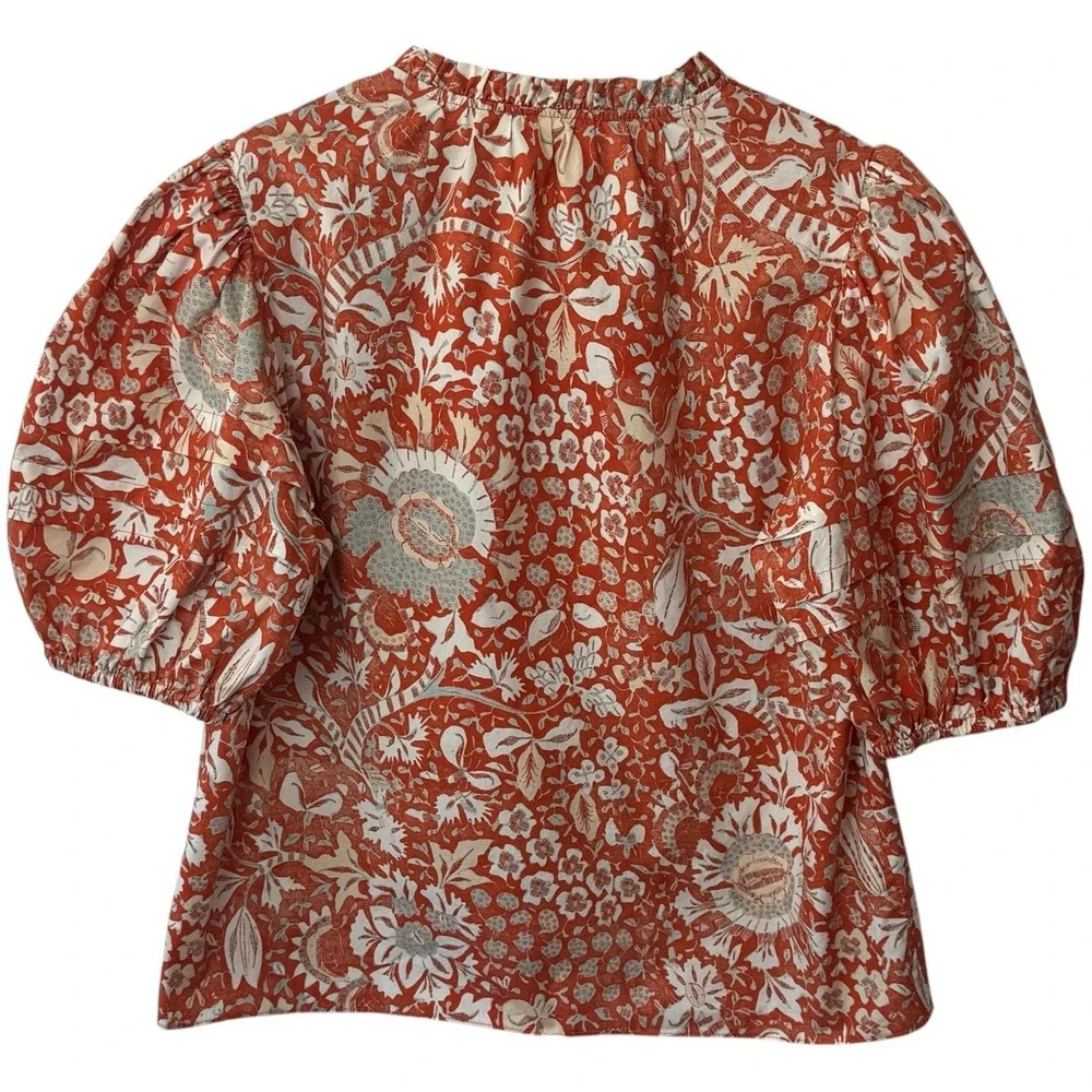 Ulla Johnson Imari Top Orange Blossom Puff Sleeve Boho Feminine Cottagecore‎ 10